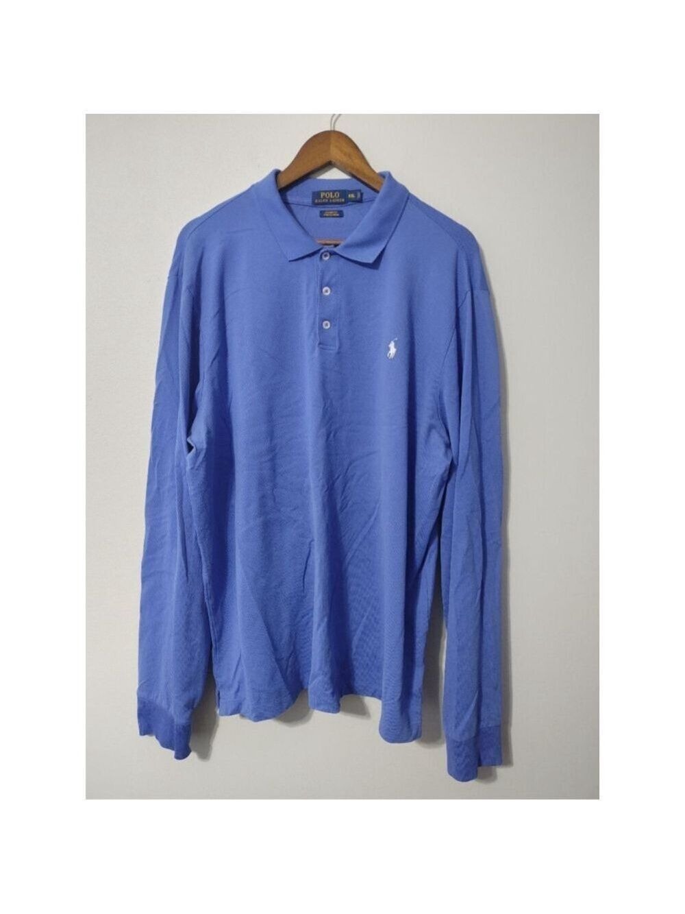 Men's Polo Ralph Lauren Blue Long Sleeve Polo Shirt XXL